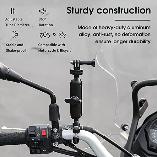 Image of Action Pro 360Motorcycle Bike Camera Holder Handlebar Mount Bracket 1 /4 Metal Stand Compatible with GoPro-13 /12 /11 /10 /9 /8 /7 /6 /5 /4 Action Cameras Accessories