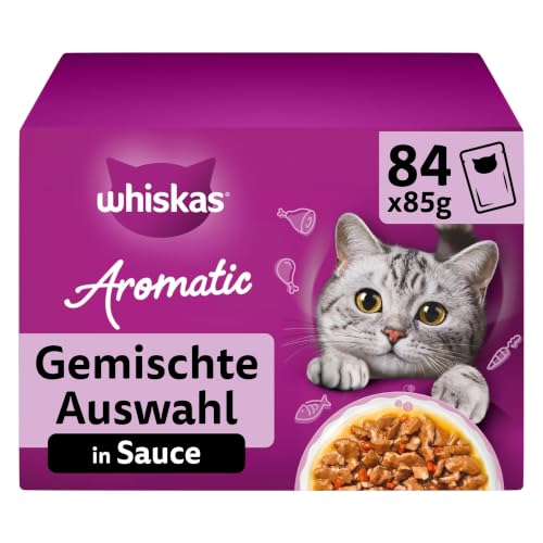 WHISKAS Aromatic Nassfutter in Sauce für Katzen 84 x 85g Gemischte Auswahl – Ansicht 1