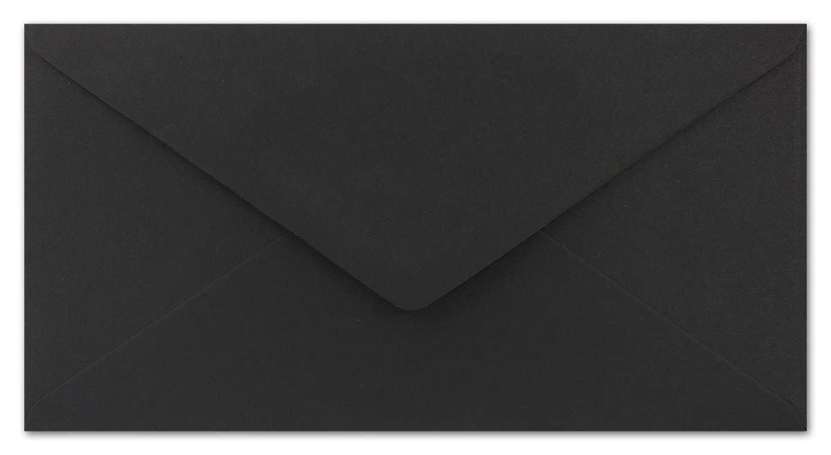 NEUSER PAPIER 50 x DIN long envelopes, black with white silk lining, 11x22 cm, 100 g/m² - Image 4