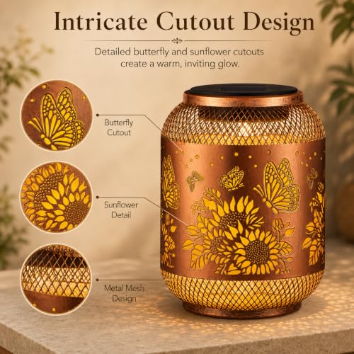 Image of Butterfly Solar Lantern Outdoor Hanging Solar Garden Light Gifts for Women
