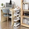 4 Tier Slim Storage Cart Mobile Shelving Unit Organizer Slide Out Storage Rolling Utility Cart Tower Rack for Kitchen Bathroom Laundry Narrow Places, Plastic & Stainless Steel, White - Image 7