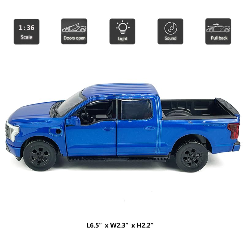 Modelo a escala 1:36 F-150 EV Lightning Platinum azul miniatura 2