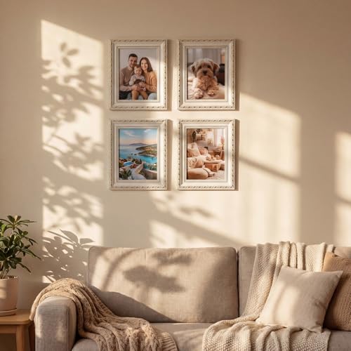 Image of 12 Pcs 5 x 7 Inch White Picture Frames Bulk Vintage Antique Ornate Retro Baroque Photo Frames with Backboard for Wall Hanging Tabletop Home Decor Wedding Christmas Display