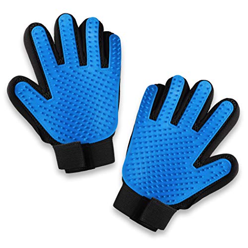 Pets First PF-5022 Dog Grooming Gloves Best Professional Deshedding, Brushing, Cleaning Mitt Tool For Small, Medium Or Large Dogs & Cats. Fur & Hair Remover. Prevents Matted Coats. Soft Rubber Bristle Brush thumb #1