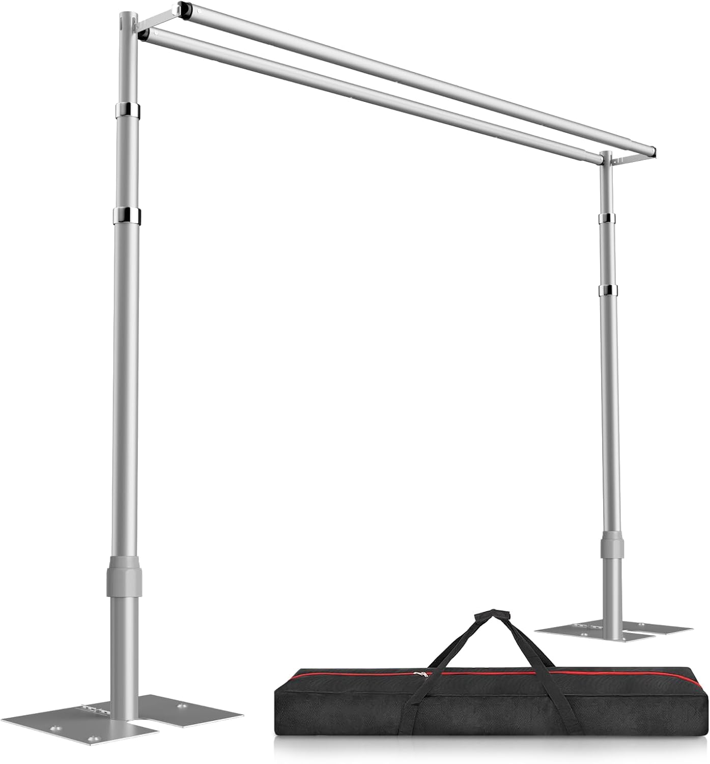 EMART Backdrop Stand Heavy Duty 8.9x10Ft, Double Crossbar Pipe and Drape Photo Background Support Kit, Adjustable Metal Frame with Flat Base for Wedding Birthday Party Decorations