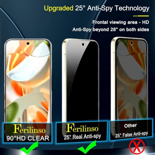 Image of Ferilinso Privacy Screen Protector for Google Pixel 9, Tempered Glass