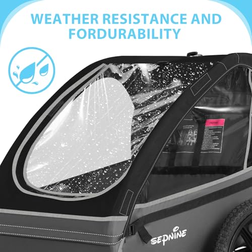 Image of Sepnine Kids Bike Trailer, Suitable for 1 to 2 Kids, 12+ Months, Quick Attach to Bike, Foldable, with 5-Point Harness and Storage Bags