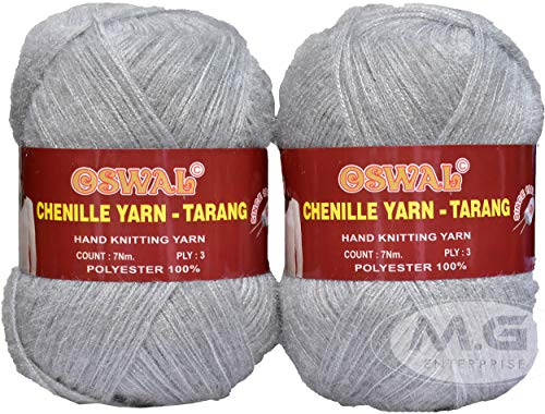 Image of M.G Soft Tarang Feather Wool Yarn, Steel Grey 400 gm, Best for Knitting & Crochet