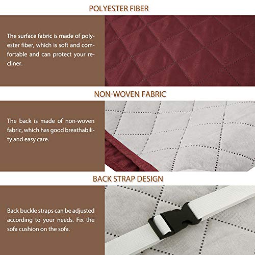2021 Mise à Niveau Housse de Fauteuil Relax Matelassé Inclinable Couvre Fauteuil Relax 1 Place Imperméable Housses de Protege Fauteuil Inclinable pour Enfant Animaux de Compagnie (Rouge) - Image 4