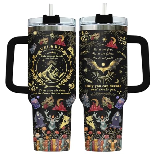 34HD Fantasy Romance Night 40 oz Tumbler with Handle, Bookish Reader Gift