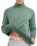 NORTHYARD Men's Quarter Zip Pullover Fleece Lined Long Sleeve Running Shirts Golf Sweatshirts Outdoor Thermal Layer Hiking, Loden Frost, L