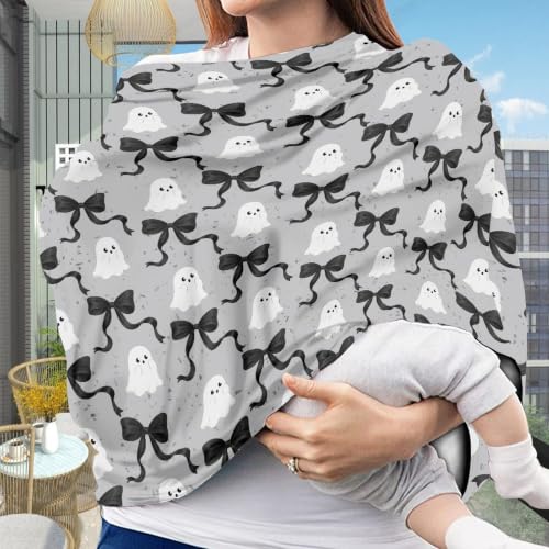 Image of Halloween Car Seat Cover Baby Carseat Cover Boy Girl, Ghost Bow