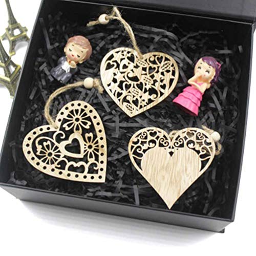 CLISPEED 6Pcs Fatias De Madeira Rústica De Madeira Inacabada Entalhes Do Coração Do Dia Dos Namorado