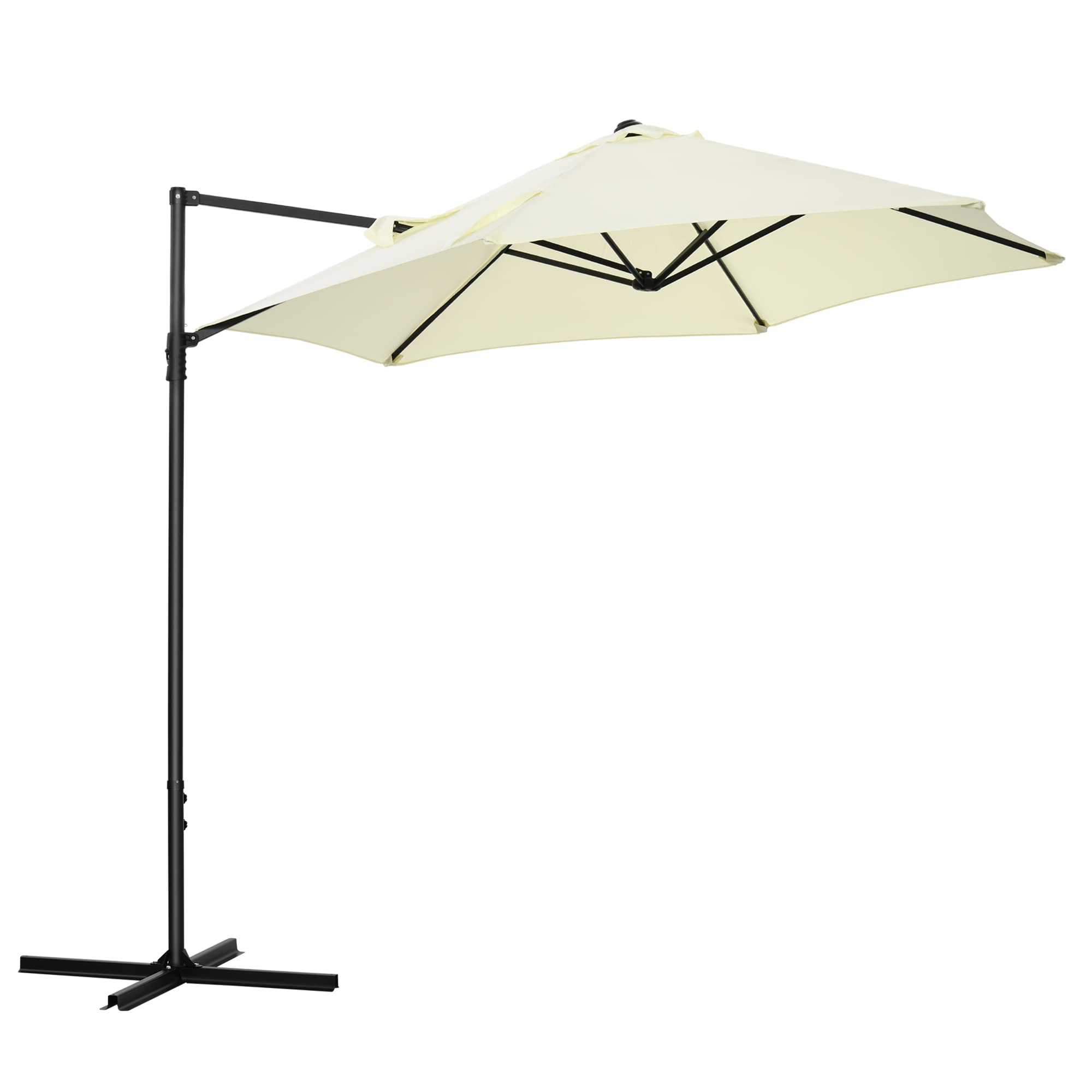 Outsunny Sombrilla de Jardín Ø256x245 cm Parasol Excéntrico Rotación de 360° con Apertura Manual y Base Cruzada para Patio Terraza Exterior