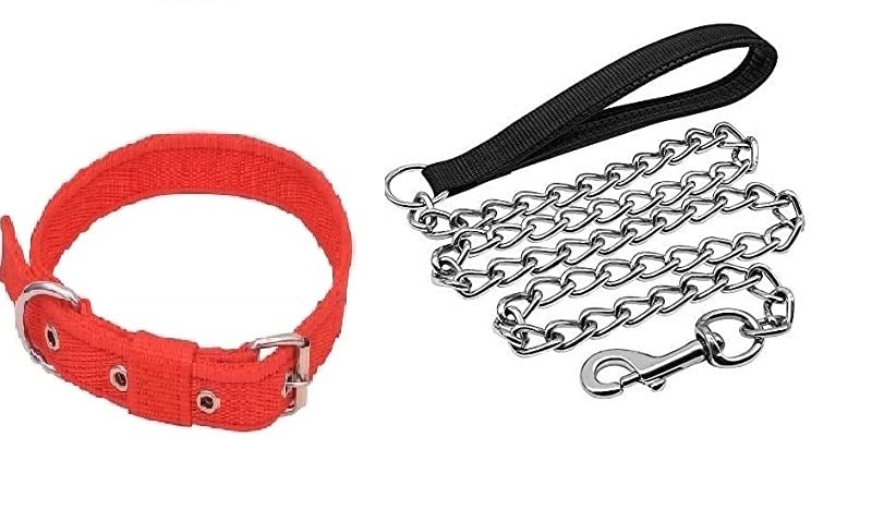 SENAPATI Combo Collar and Handle Padded Leash Chain for Medium Size Dog (Length 152cm) (RED) (B09WSN8WKF) Amazon Price History, Amazon Price Tracker