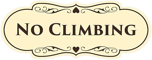 Signs ByLITA Diseñador No Climbing (marfilmarrón oscuro) - Mediano