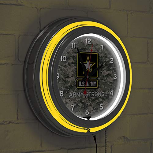 U.s. Army Digital Camo Chrome Double Ring Neon Clock #TOP5