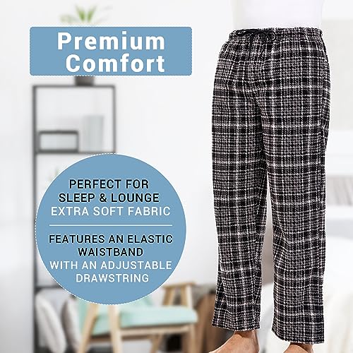 DG Hill 1Pack or 3Pack Mens PJ Pajama Pants Bottoms Fleece Lounge Pants Sleepwear Plaid PJs with Pockets Microfleece2