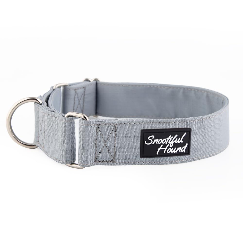 Snootiful Hound Martingale Collar, Grey, Ideal for Greyhounds Whippets, Lurchers and All Sighthound Breeds