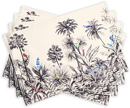 Maison d' Hermine Placemats 100% CottonSet of 4 Dinner Placemat, Decorative Washable Cloth Placemat for Gifts, Dining, Buffet Parties & Camping, Amazonia - Thanksgiving/Christmas