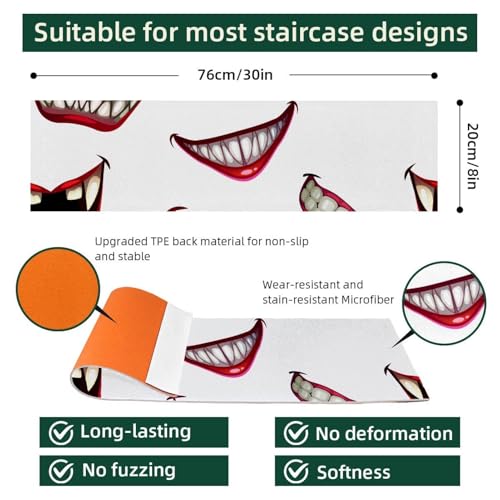 Alfombras para peldaños de madera Scary Red Lips de 8x30 pulgadas 5