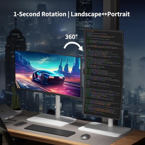 Image of Monitor Stand for 17-43 Inch Ultrawide Screens | 15KG Capacity Free-Standing Base 360 Rotation & Height Adjustable, VESA Mount for Gaming /Office