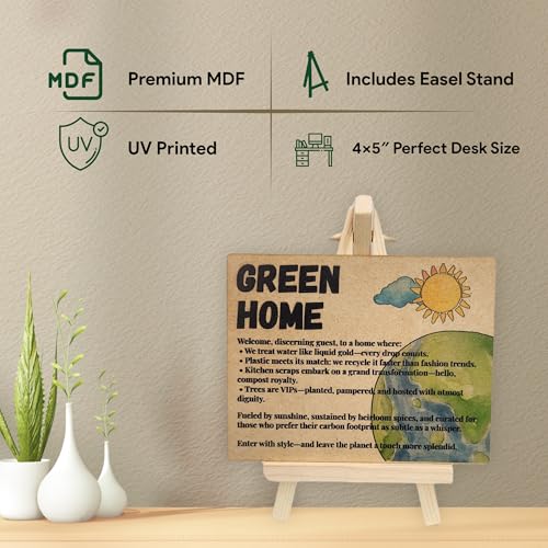 Wooden Green Home Plaque with Easel by tinydabba - 6