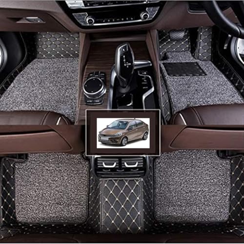 Image of Vahan Expo Premium 7D Car Mat Full Set for TATA Tigor Facelift (2017-2020) || Luxury Leather Double-Stich 7D Car Floor Mat Complete Set || 100% Waterproof and Washable || Black