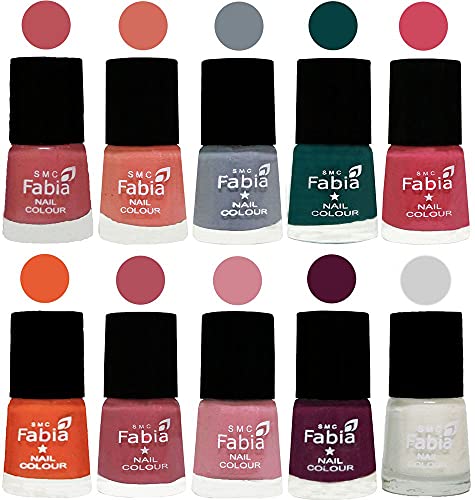 Image of ALL IN ONE (PACK OF 10), Long Lasting Glossy Nail Polish, 6 ml Each, All Vibrant Colours,02033