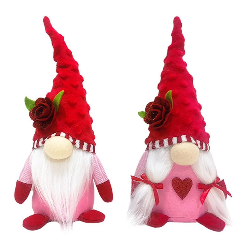 CTRLZS 2Piece Valentines Day Gnome Plush Decorations Mr and Mrs Scandinavian Plush for Valentine'S Day Table Ornament