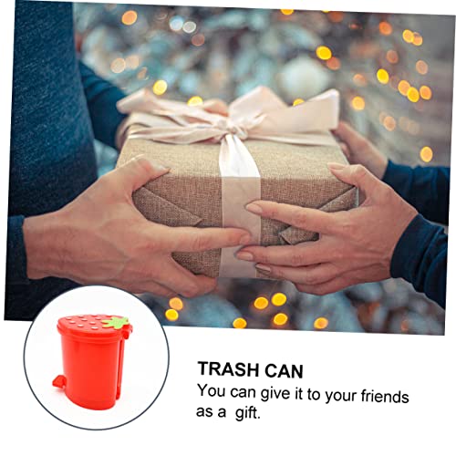 Bote de basura pequeño rojo para escritorio con tapa miniatura 2