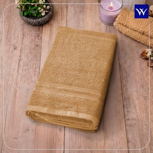 Image of Welspun 100% Cotton Quik Dry Bath Towel | High Absorbency Super Soft, Fast Drying Towels for Bath | 380 GSM Large Size 1 Piece Bath Towel for Men and Women | Sized 70cm X 150cm Beige