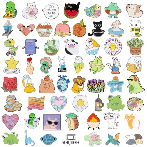 20/30/50/80 Mixed Enamel Brooch Bulk Set,Lapel Badges, Cartoon Plant Enamel Pin Sets, Funny Button Pins Jewelry for Backpack Cloths Hats Jacket Decoration2