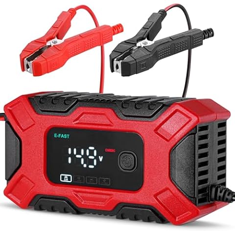 Mata1 Car Battery Charger (12V / 6A), Automotive Trickle Charger for Lead Acid Batteries, Smart LCD Display w/ 4 Charging Modes, Automobile Maintainer for Car, Motorcycle, Lawn Mower, RV & ATV Cover