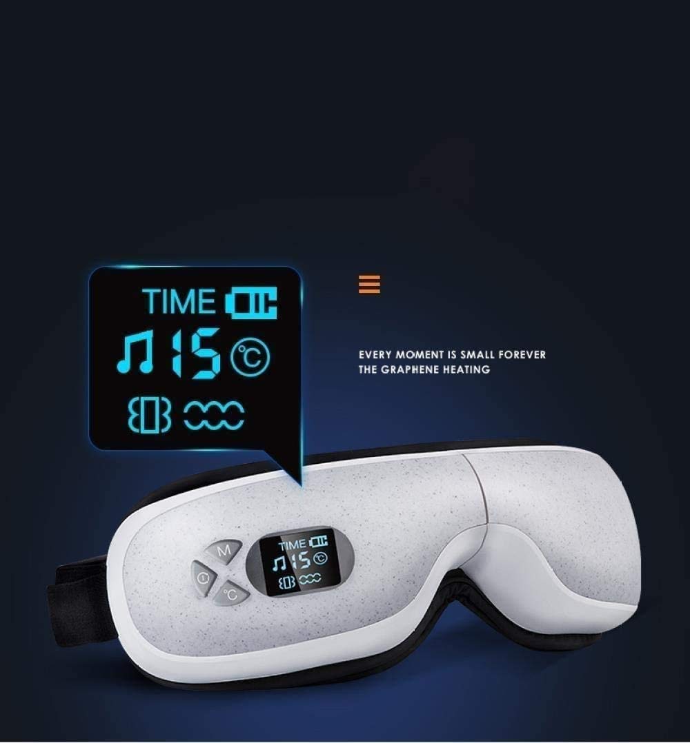 Masajeador de ojos con calor, alta frecuencia Vibración de aire compresión de aire Bluetooth Música recargable Masajeador de la terapia de los ojos para aliviar la cepa de ojos Círculos Oscuros
