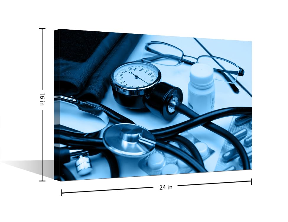 Image of TUMOVO Medical Examination Wall Art Home Decor Posters and Prints Medical Hospital Background Painting Wall Art for Living Room 1 Pieces Black and White Wall Art Framed Ready to Hang (16 inch Wx24 H)