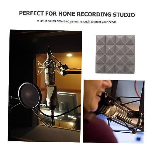 Toyvian 22 piezas Paneles Piramidales para Amortiguación de Sonido Gris Tratamiento Acústico para Paredes, Techos y Puertas Aislamiento Acústico de Alta Densidad para Estudios, Salas de Cine en Casa y Oficinas miniatura 5