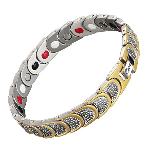 Terapia braccialetto magnetico in titanio 4 elemento per artrite sollievo dal dolore – argento e oro