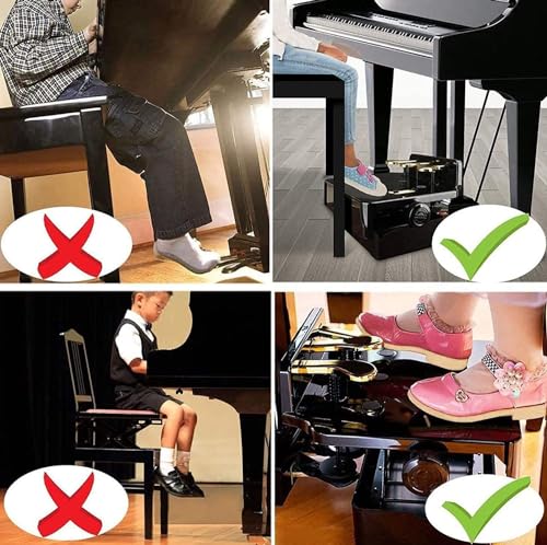 Piano Pedal Extender, Auxiliary Piano Pedal Extension Stool, Height Adjustable, Suitable for Upright Pianos and Digital Pianos (Brown)