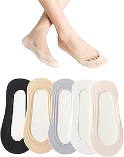 AOAO 5 Pairs No Show Socks Women Low Cut Boat Liner Sock for Flats Womens Thin Non Slip Invisible Footies Socks Nylon