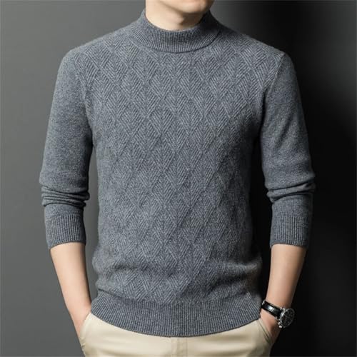 Men's Winter Mock Neck Knitted Sweater Solid Color Thick Warm Knit Pullovers Slim Fit Sweaters3