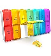 Zoksi XL Pill Oragnizer 7 Day, Extra Large Pill Box Oragnizer 2 Times A Day, Weekly Jumbo Pill Ca...