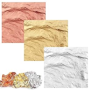 Hoiny Blattgold 120 Stück Imitation Blattgold, Blattgold zum Basteln für Vergoldung, Malerei, Handwerk Nägel und DIY…