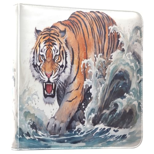 Álbum de fotos autoadhesivo DIY Scrapbook Álbum Tigre con olas, 3 anillos, 40 páginas, 8x10 para recuerdos miniatura 1