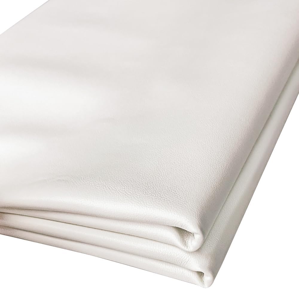 Faux Leather Fabric 1 Yard 54" x 36" Soft Solid Color Crafts Material 0.9mm Thick Perfect for Upholstery Covers, Bags, Leather Clothing and Accessories (White)