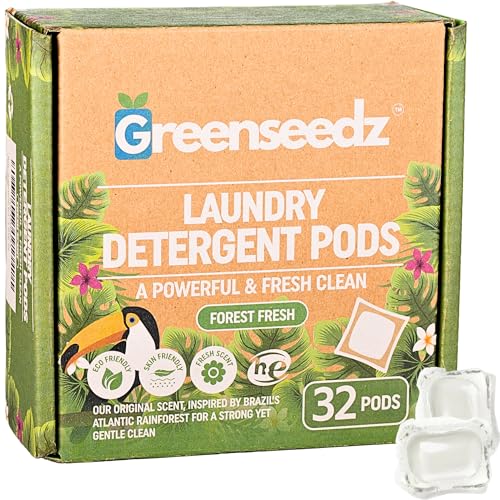 Image of Laundry Detergent Pods, 32 Count, Fresh Scent, Eco Friendly, Biodegradable, HE Compatible, Powerful Stain & Odor Removal, Skin Friendly