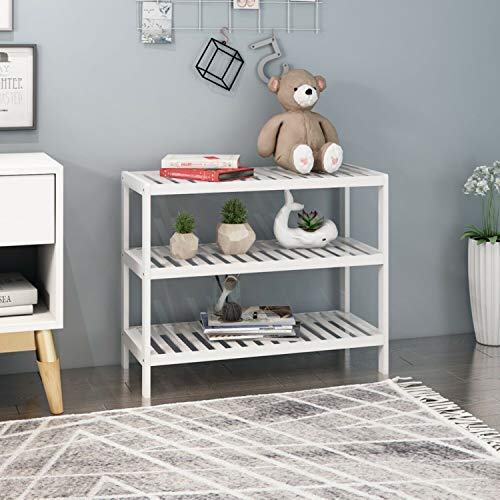 Vencier Bamboo Shoe Rack Natural – Easy Assembly & Strong Design Stand Shelf Organizer Ideal for Corridor, Bedroom, Bathroom, Hallway & Small Spaces, Large Capacity (White, 3 Tier) - Image 6