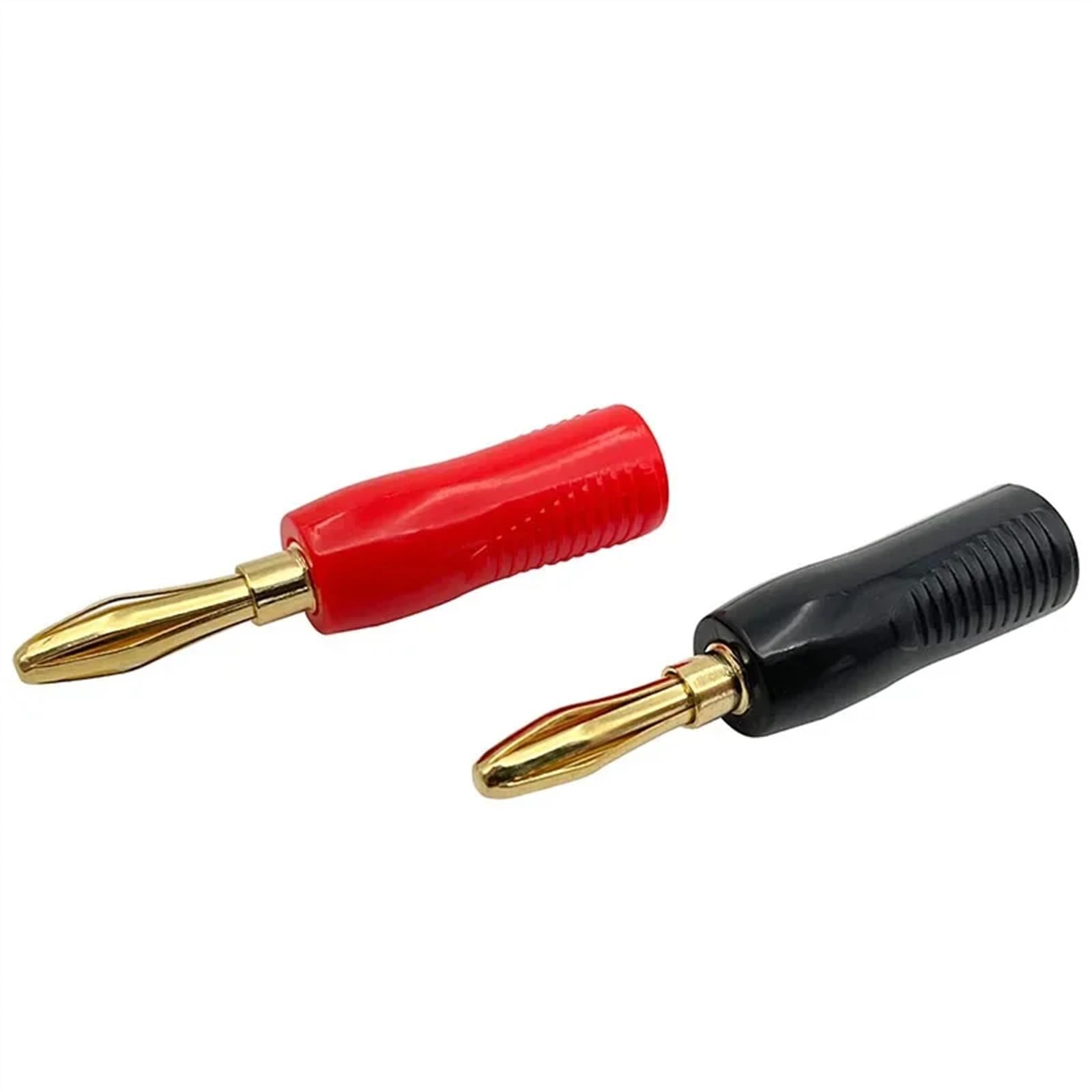 10 pièces 4mm fiches Banane plaqué Or Coque antidérapante câble de Haut-Parleur Musical Broche de Fil connecteurs de fiche Banane(10 Red)
