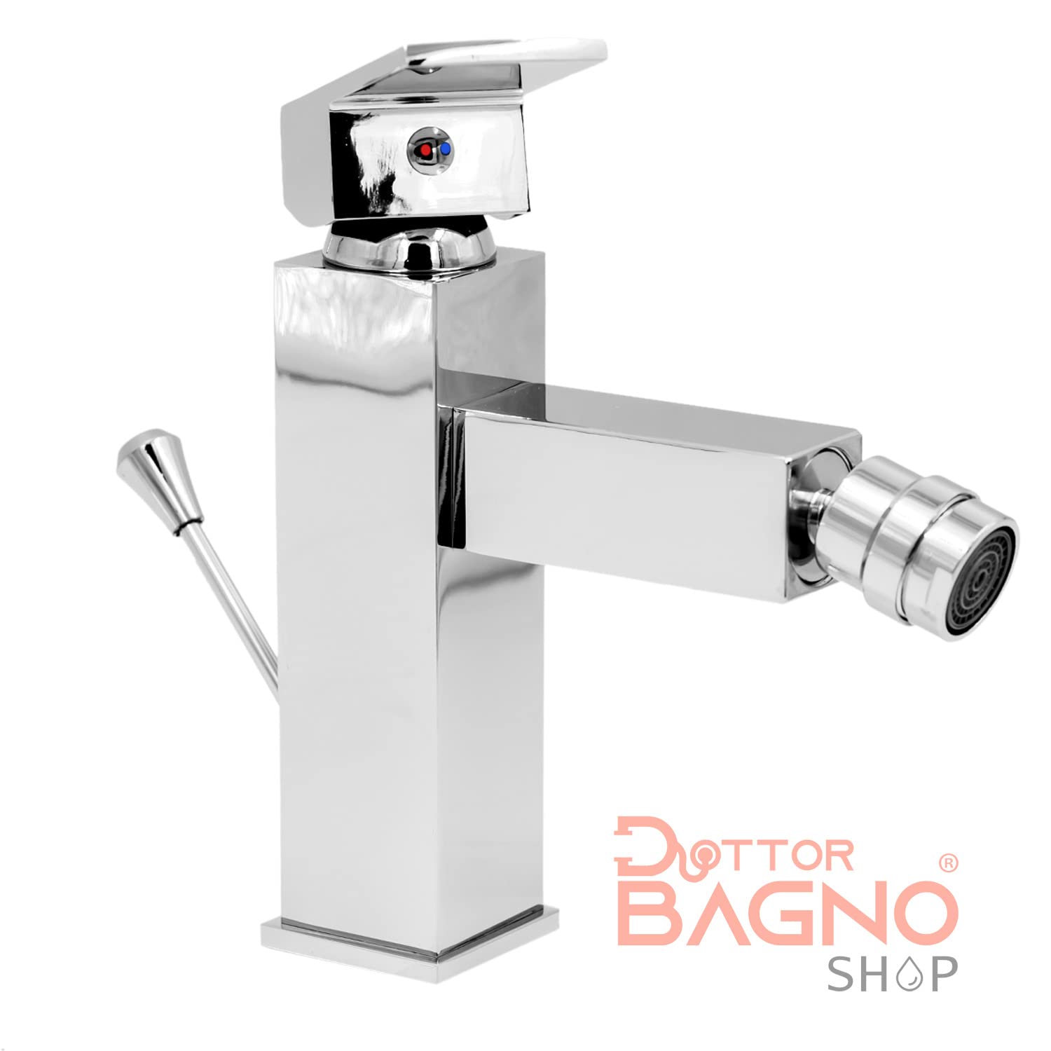 Set Rubinetti Bagno Lavabo e Bidet Quadrati Cromati – Miscelatori Monocomando in Ottone, Flessibili Inclusi, Design Moderno, Installazione Monoforo – Dottor Bagno Shop