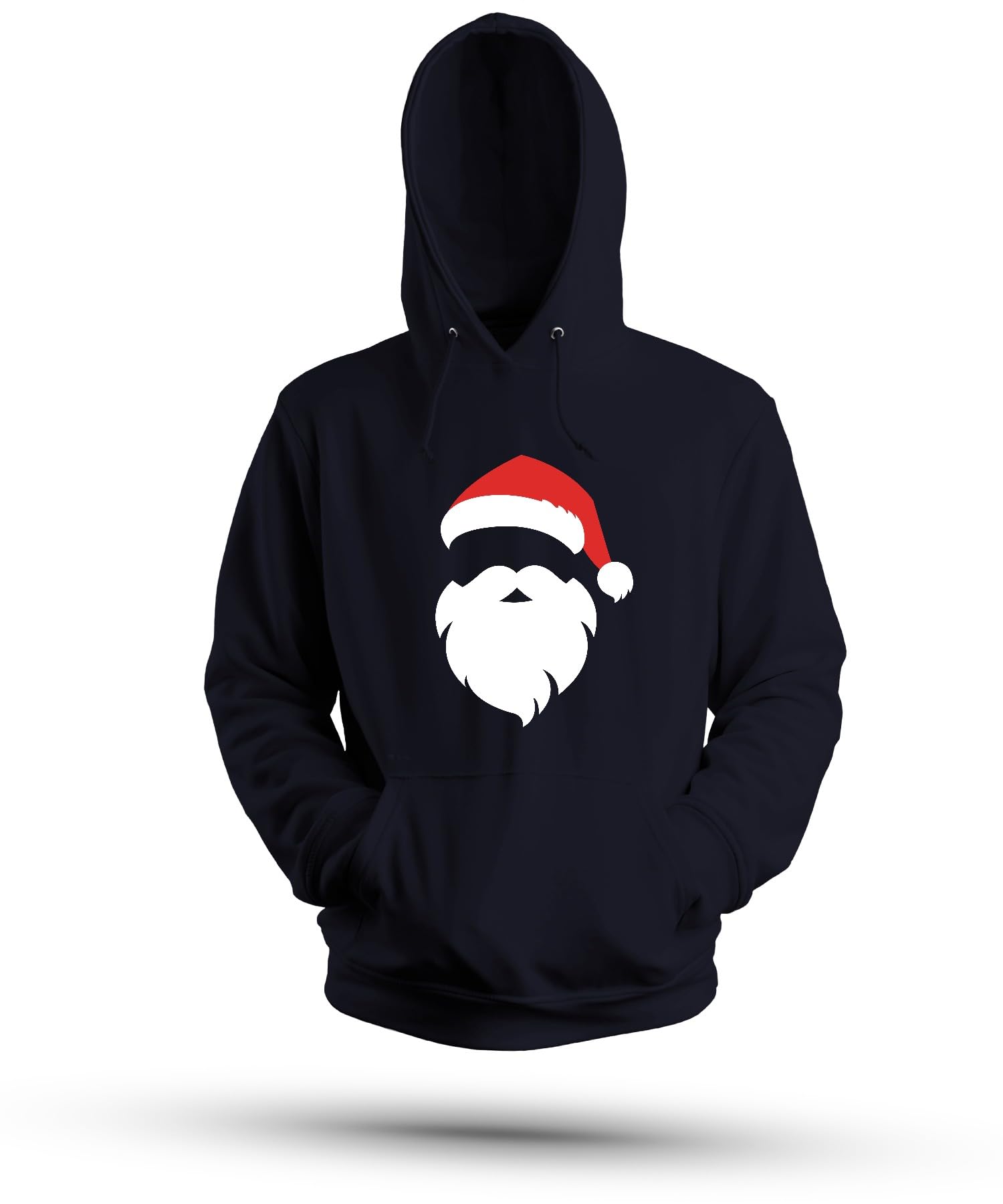 Santa Święty Mikołaj strój bożonarodzeniowy – Boże Narodzenie, unisex, bluza z kapturem, granatowa, XL